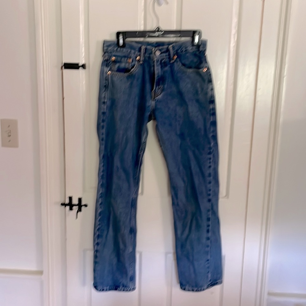 Levi Strauss 505 denim washed jeans W29 L30 zipper fly, gently worn, no tears